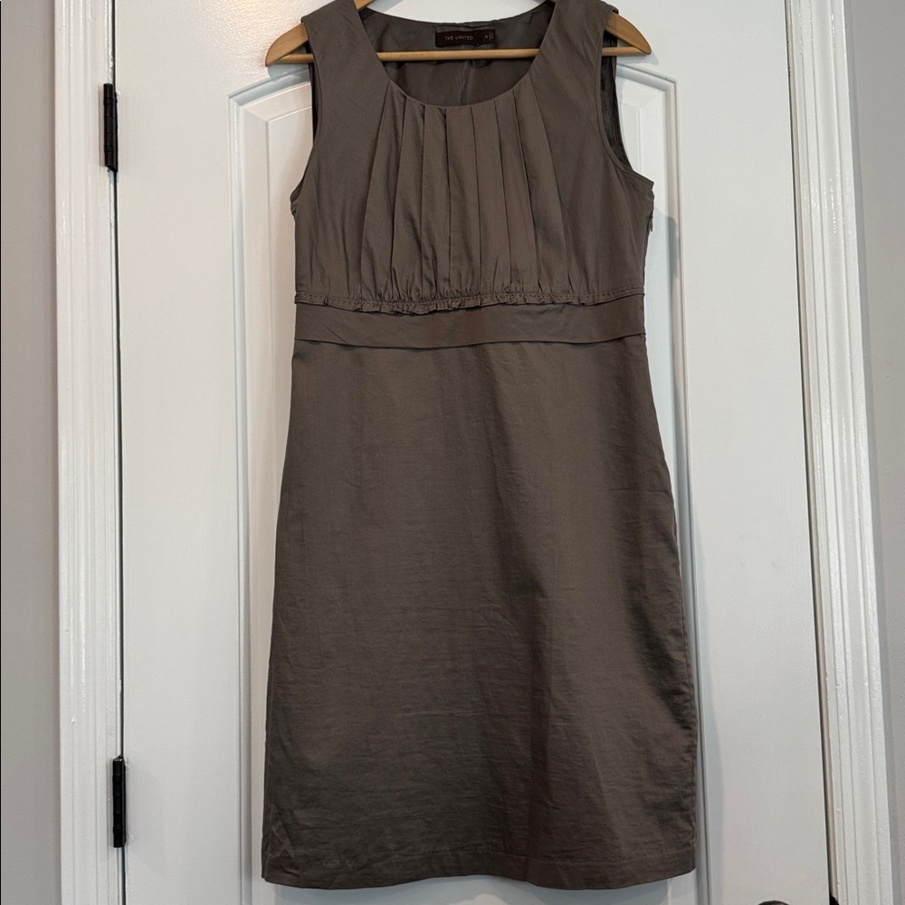 ⚫️ The Limited Brownish/Gray Sleeveless 100% Cotton Sheath Dress Size 10